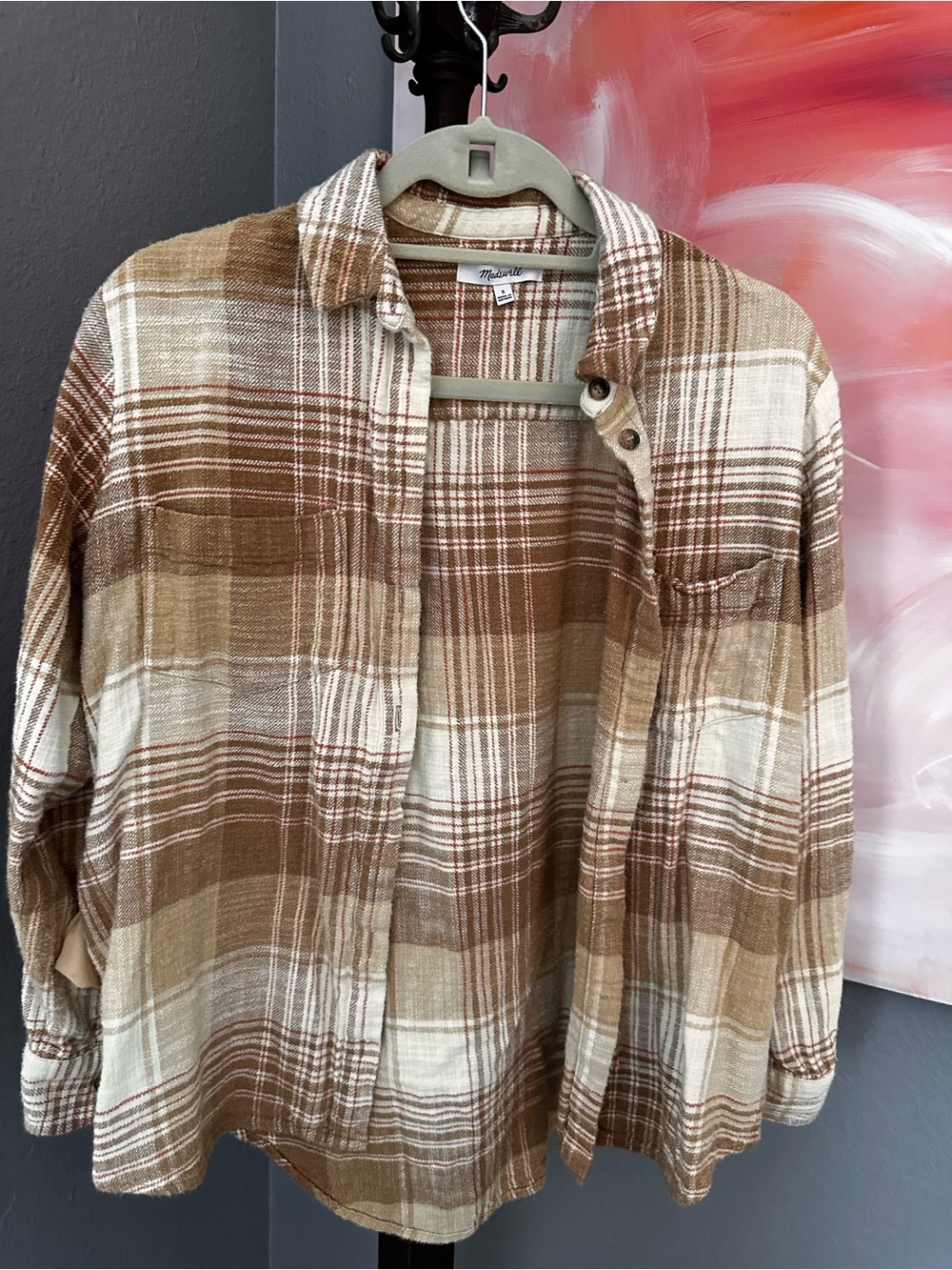 Madewell Brown and Cream Plaid Button-Down Shirt